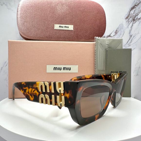 New MIU MIU Sunglasses Runway Glimpse Authentic Brown Tortoise Square Cat Eye main image 6